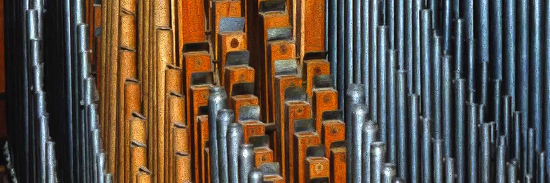 Pfeifenwerk einer mechan.Kegelladenorgel Walcker aus 1884