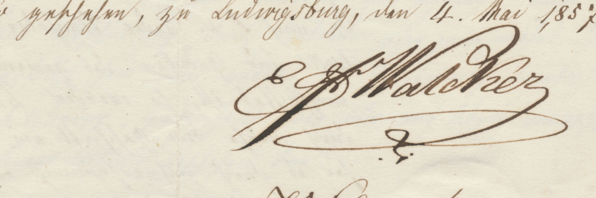 Eberhard Friedrich Walcker unterzeichneter Vertrag